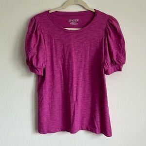 Chicos Purple Puff Sleeve Top 1 size 8-10